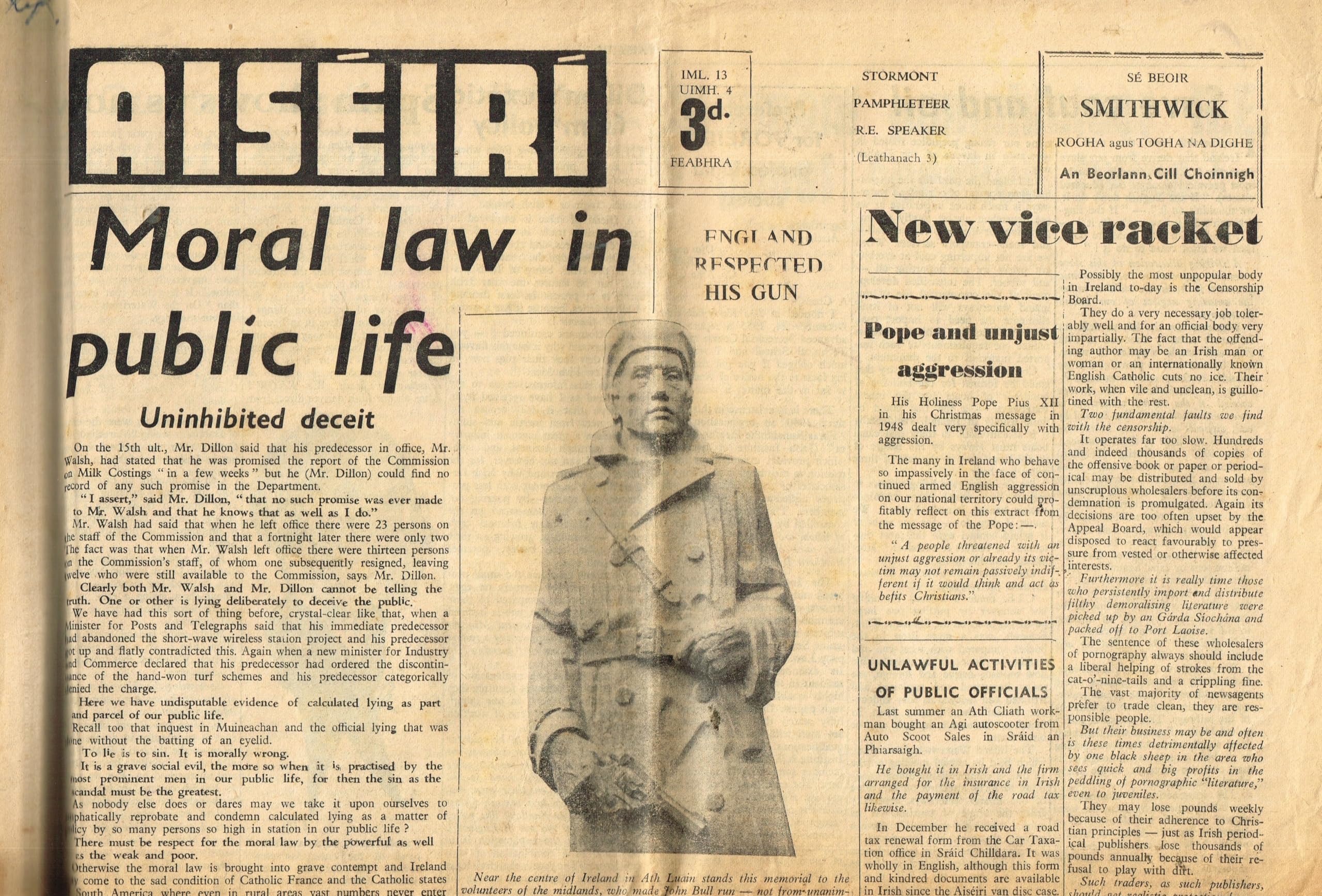 Aiséirí newspaper: Iml 13, Uimh 4, Feabhra 1956 (Vol 13, Number 4, February 1956)