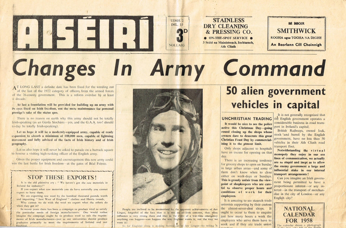 Aiséirí newspaper: Iml 15, Uimh 2, Nollaig 1957 (Vol 15, Number 2, Christmas 1957)