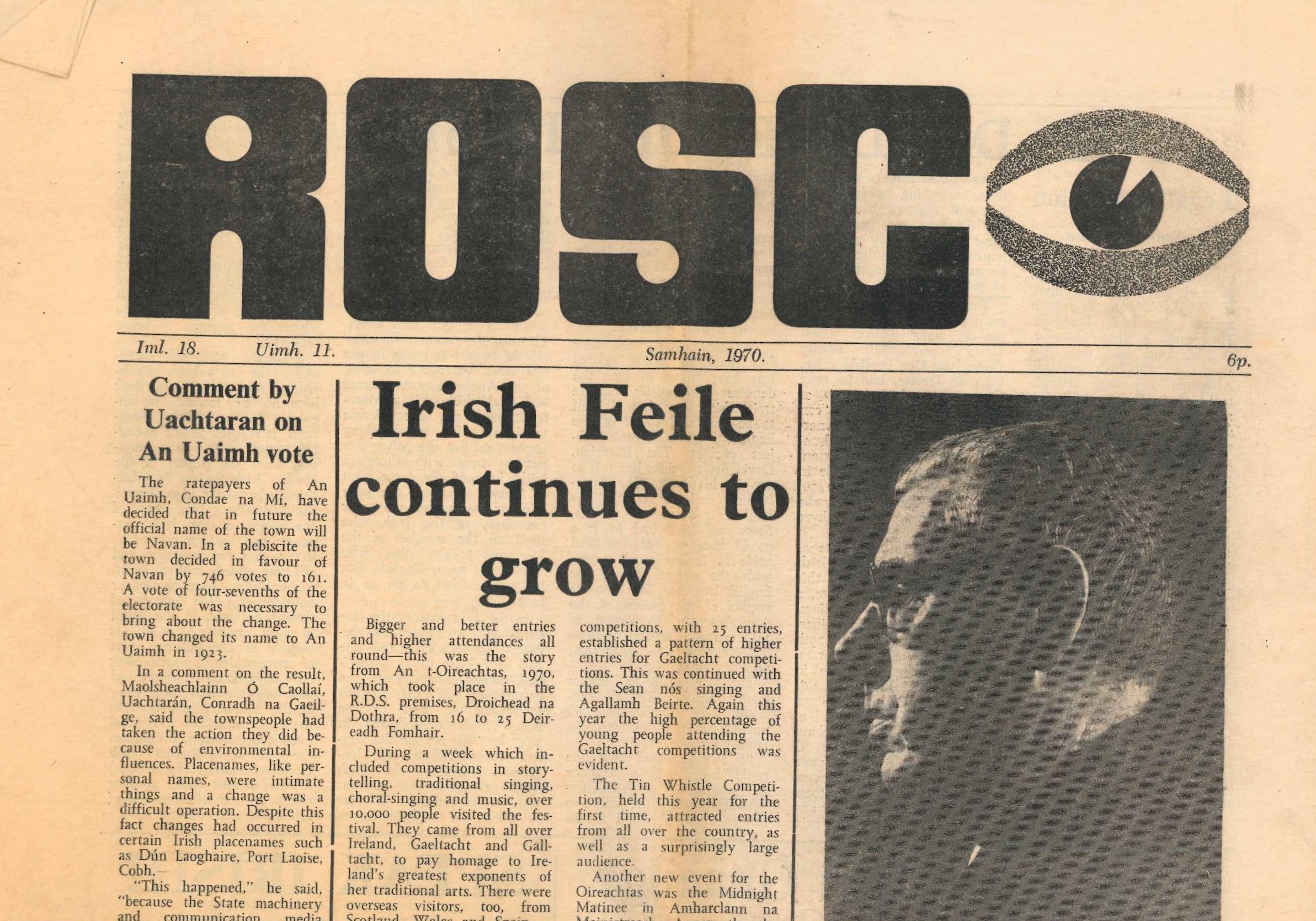 Rosc newspaper, Iml 18, Uimh 11, Samhain 1970 (Vol 18, no. 11, November 1970)