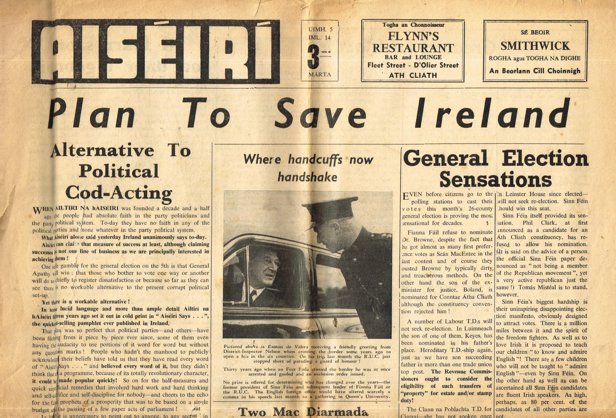 Aiséirí newspaper: Iml 14, Uimh 5, Márta 1957 (Vol 14, Number 5, March 1957)