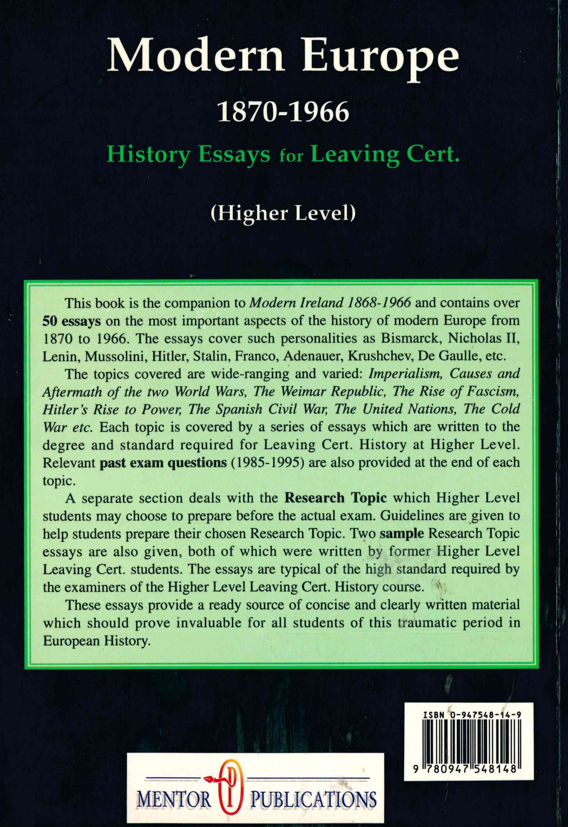 Modern Europe 1870-1966: History Essays for the Leaving Certificate: Higher Level