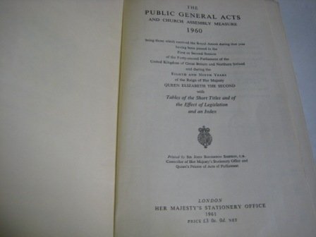 The Public General Acts And Church Assembly Measure Of 1960.
