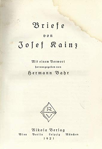 Briefe Von Josef Kainz