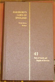 Halsbury's Laws Of England.  Volume 41  Sale Of Goods And Supply Of Services.