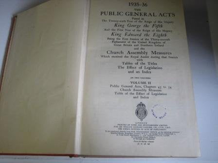Public General Acts 1935-36. Volume 2, Chapters 43 to 54 Church Assembly Measures