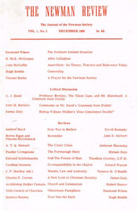 The Newman Review, Vol 1, No 2, December 1969: The Journal of the Newman Society