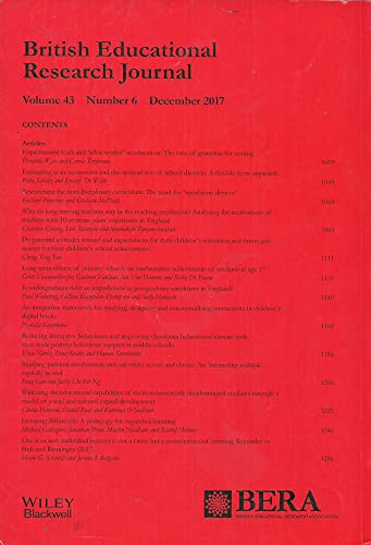 BERJ: British Educational Research Journal December 2017, Volume 43, Number 6 - Journal of the British Educational Research Association