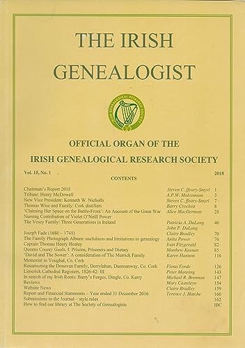 The Irish Genealogist, Vol 15, No 1: 2018 - Official Organ of the Irish Genealogical Research Society