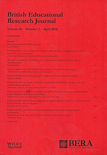BERJ: British Educational Research Journal April 2018, Volume 44, Number 2 - Journal of the British Educational Research Association