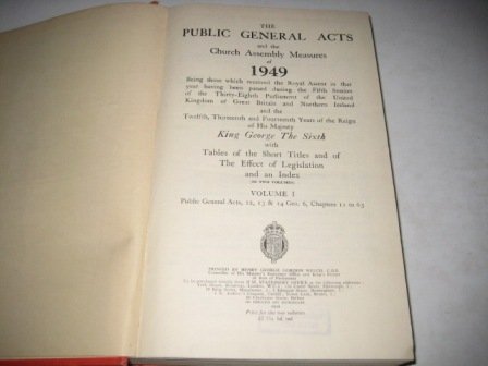 Public General Acts And Church Assembly Measures. 1949. Volume I.