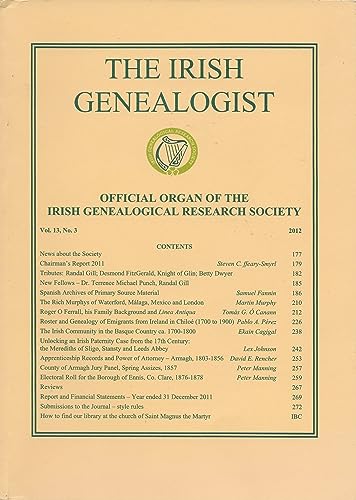 The Irish Genealogist, Vol 13, No 3: 2012 - Official Organ of the Irish Genealogical Research Society