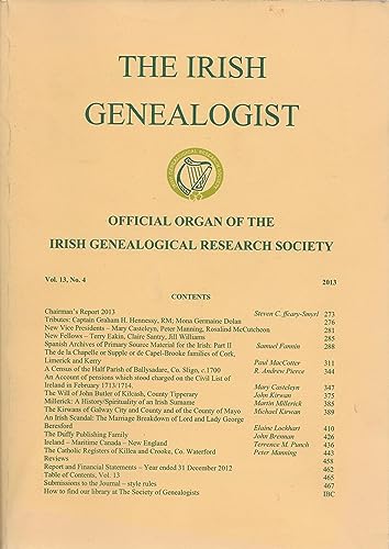 The Irish Genealogist, Vol 13, No 4: 2013 - Official Organ of the Irish Genealogical Research Society