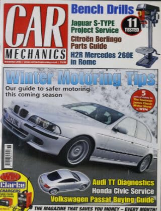 Car Mechanics magazine, November 2010: Audi TT diagnostics, Honda Civic service, Volkswagen Passat, Jaguar S-Type, Citroen Berlingo parts, H2R Mercedes 260E