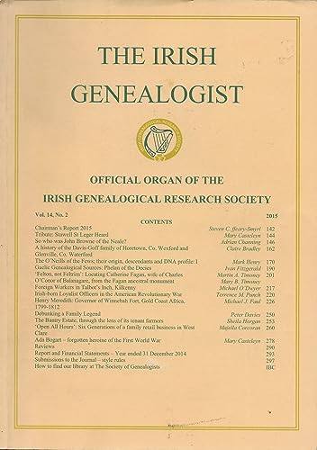 The Irish Genealogist, Vol 14, No 2: 2015 - Official Organ of the Irish Genealogical Research Society