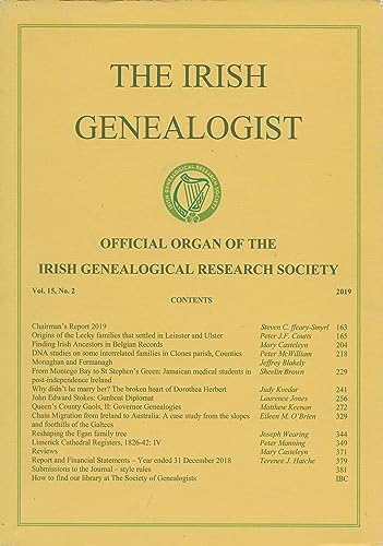 The Irish Genealogist, Vol 15, No 2: 2019 - Official Organ of the Irish Genealogical Research Society