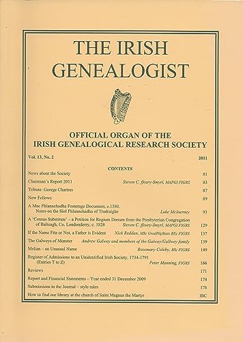 The Irish Genealogist, Vol 13, No 2: 2011 - Official Organ of the Irish Genealogical Research Society