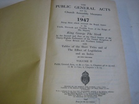 The Public General Acts and the Church Assembly Measures of 1947 Volume 2