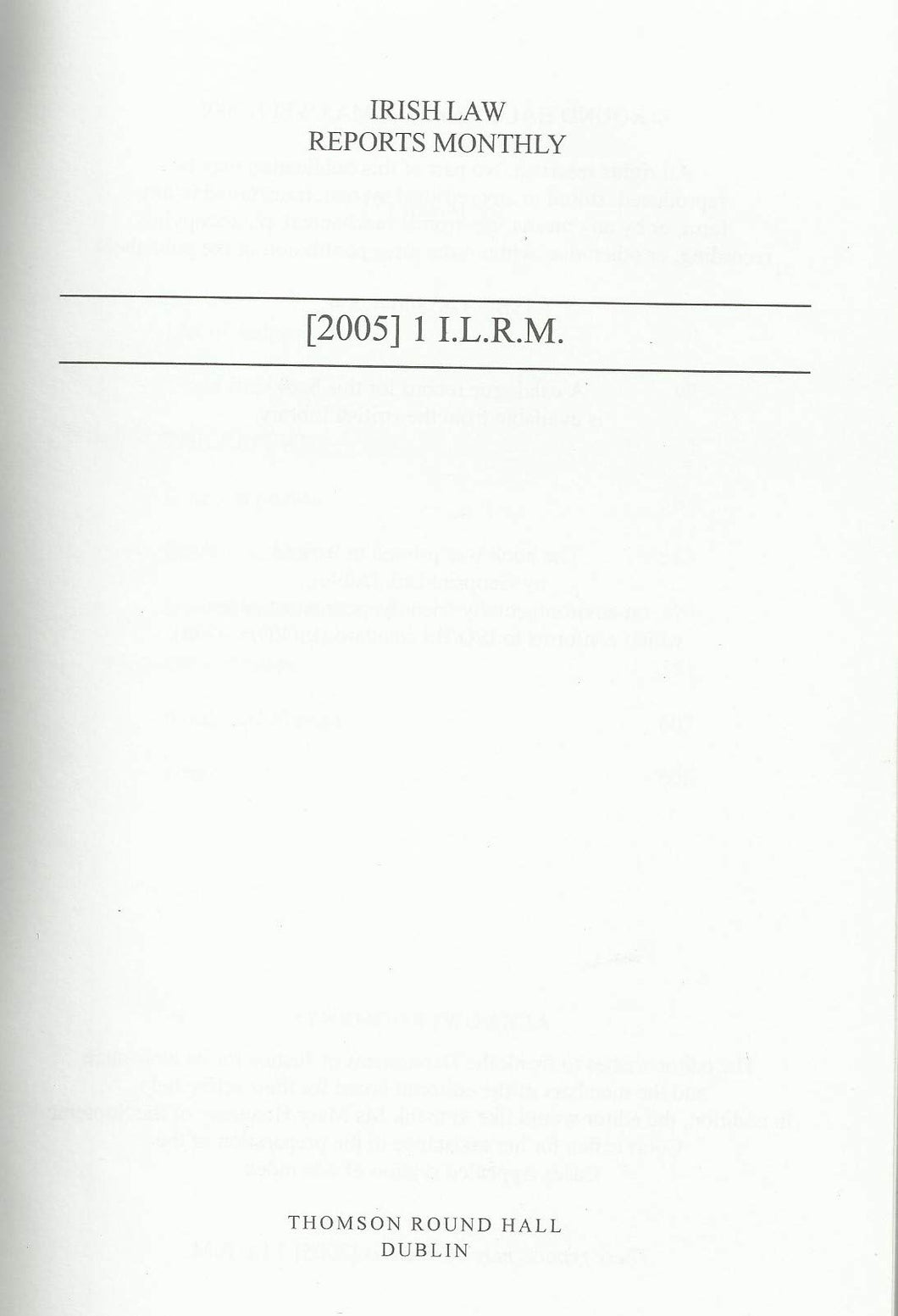 Irish Law Reports Monthly 2005(1)