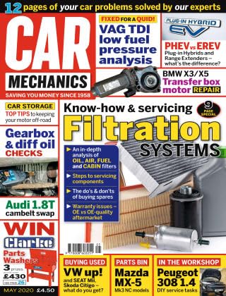 Car Mechanics magazine, May 2020: filtration, Audi 1.8T cambelt, VAG TDI low fuel pressure, BMW X3/X5 transfer box, VW Up, Seat Mii, Skoda Citigo, Mazda MX-5 Mk3 NC parts, Peugeot 308 1.4