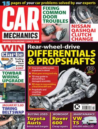 Car Mechanics magazine, October 2021: differentials and propshafts, Jaguar XF 3.0D timing belt, Nissan Qashqai clutch, Toyota Auris, Rover 600, VW T5
