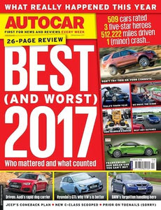 Autocar magazine, 28 December 2017, Volume 294, No 13, Issue 6287: Best (and worst) 2017: Audi, Hyundai GTI, VW, BMW, Nomad, Tesla