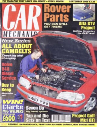 Car Mechanics magazine, September 2005: Cambelts, Volvo V40, Mercedes 190, Alfa Romeo GTV, VW Mk1 Golf Gti