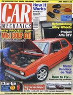 Car Mechanics magazine, July 2005: VW Mk1 Golf Gti, Alfa Romeo GTV, alloy wheels