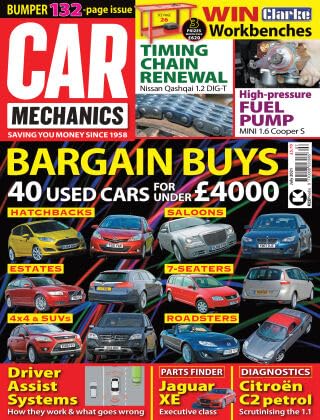 Car Mechanics magazine, July 2021: bargain buys, Nissan Qashqai 1.2 DIG-T timing chain, BMW Mini Cooper S 1.6 fuel pump, driver assist, Jaguar XE parts, Citroen C2 diagnostics