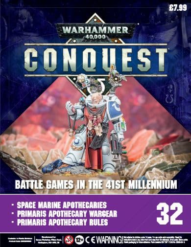 Warhammer 40,000 Conquest magazine, part 32: Battle Games in the 41st Millennium - Space Marine Apothecaries, Primaris Apothecary Wargear, Primaris Apothecary Rules