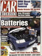Car Mechanics magazine, January 2011: batteries, Vauxhall Calibra, Mini One polybushes, Peugeot 406 Coupé diesel, Jeep Wrangler, Skoda Octavia SDI, BMW diesel swirl flap