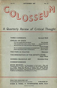 Colosseum - Vol III, No 15, September 1937 - A Quarterly Review of Critical Thought