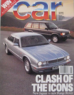 Car magazine 11/1994 featuring Bugatti EB110, Jaguar, Vauxhall Tigra, Range Rover, Jeep