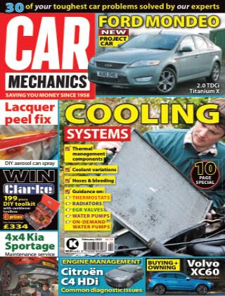 Car Mechanics magazine, February 2023: cooling systems, lacquer peel, Kia Sportage, Ford Mondeo 2.0 TDCi Titanium X, Citroen C4 Hdi engine management, Volvo XC60