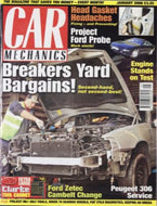 Car Mechanics magazine, January 2006: breakers' yard, scrapyard, Ford Probe, head gasket, Ford Zetec cambelt, Peugeot 306, engine stands