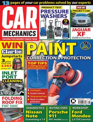 Car Mechanics magazine, August 2021: paint correction and protection, Jaguar XF, Fiat 500C, Nissan Note diagnostics, Porsche 911 997 buying guide, Ford Mondeo 2.0 TDCi