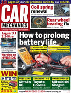 Car Mechanics magazine, January 2015: how to prolong battery life, Jaguar XJ 3.2-litre, BMW 3-series rear wheel bearing fix, Nissan Micra coil springs