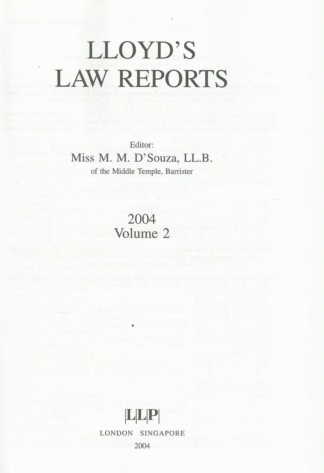 Lloyd's Law Reports - 2004, Volume 2