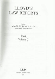 Lloyd's Law Reports - 2003, Volume 2