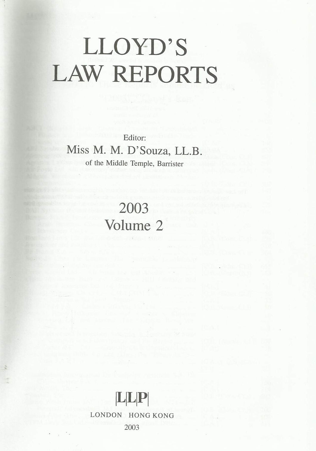 Lloyd's Law Reports - 2003, Volume 2