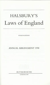 Halsbury's Laws of England 4th Edition Annual Abridgment 1998