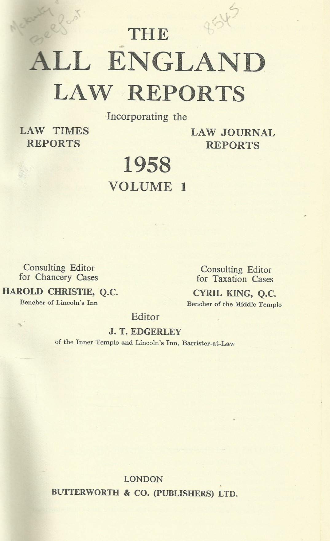 The All England Law Reports, 1958: Volume 1.