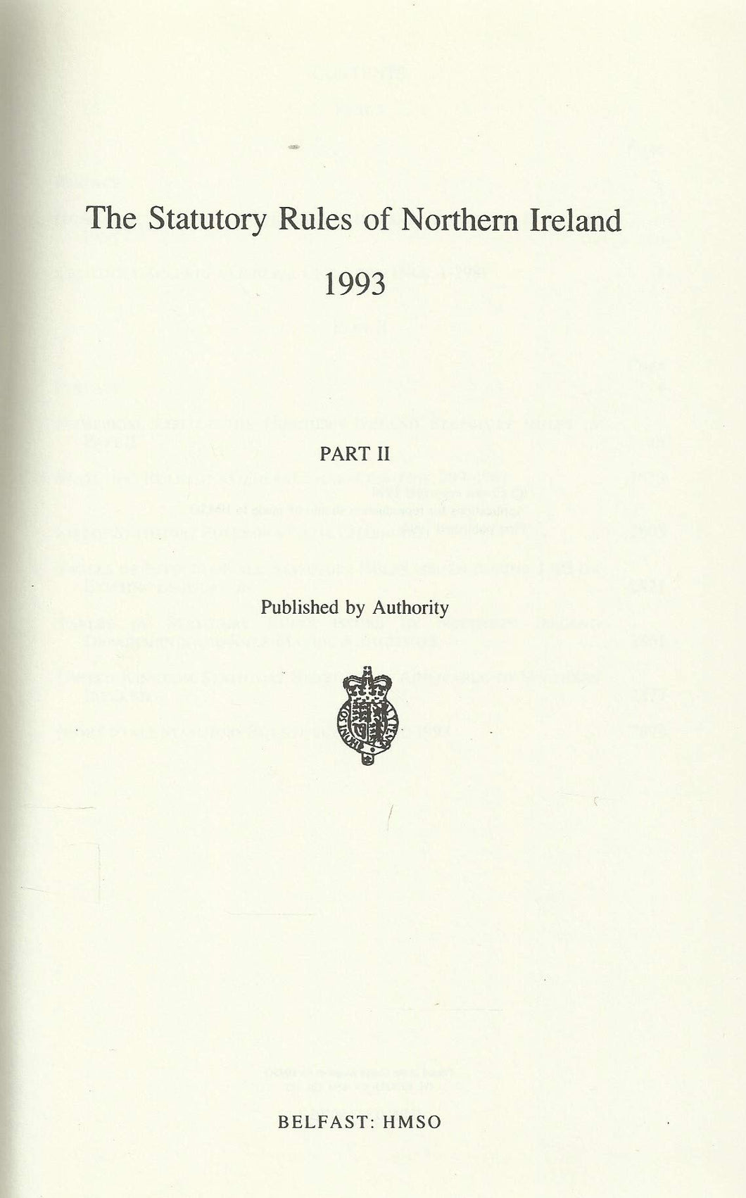 The Statutory Rules of Northern Ireland 1993