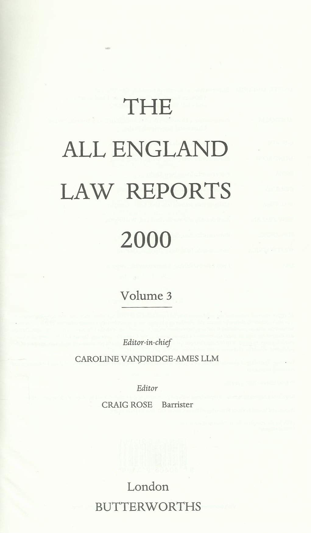 The All England Law Reports 2000: Vol 3