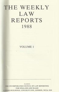 The Weekly Law Reports 1988 Vol 1