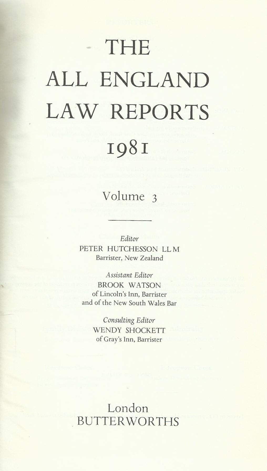 The All England Law Reports 1981 Vol 3