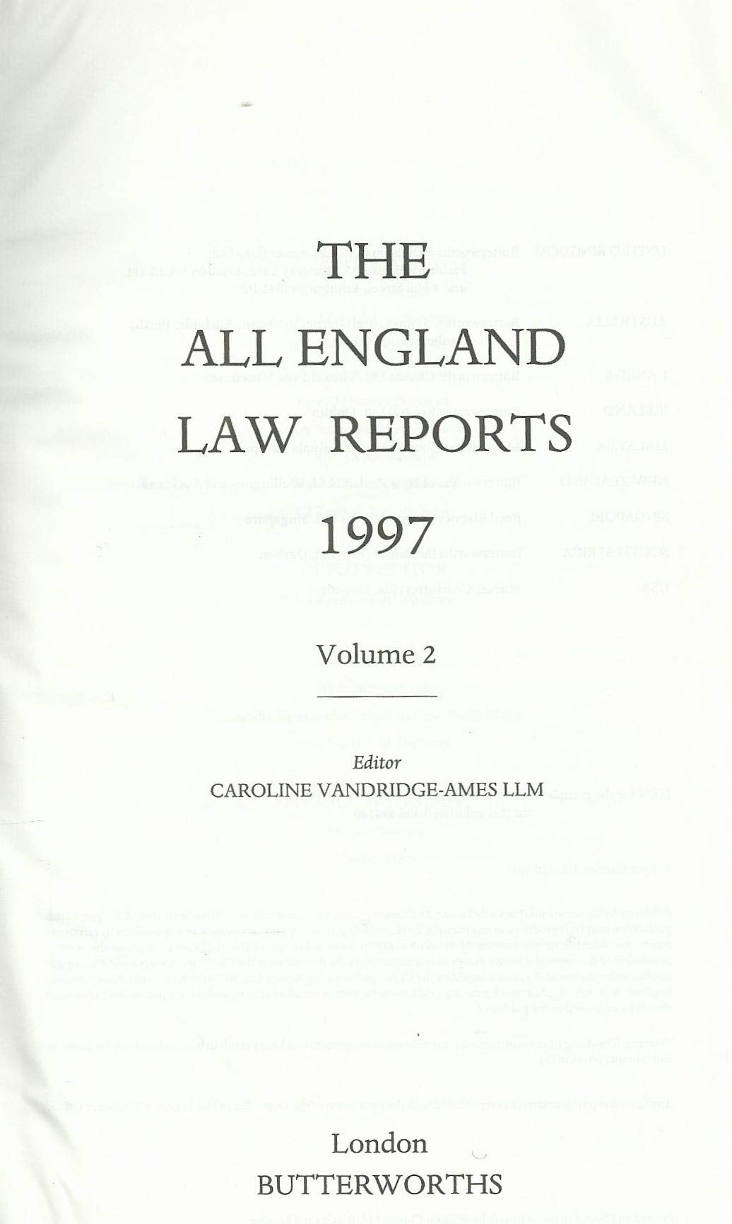 The All England Law Reports: 1997. Vol 2