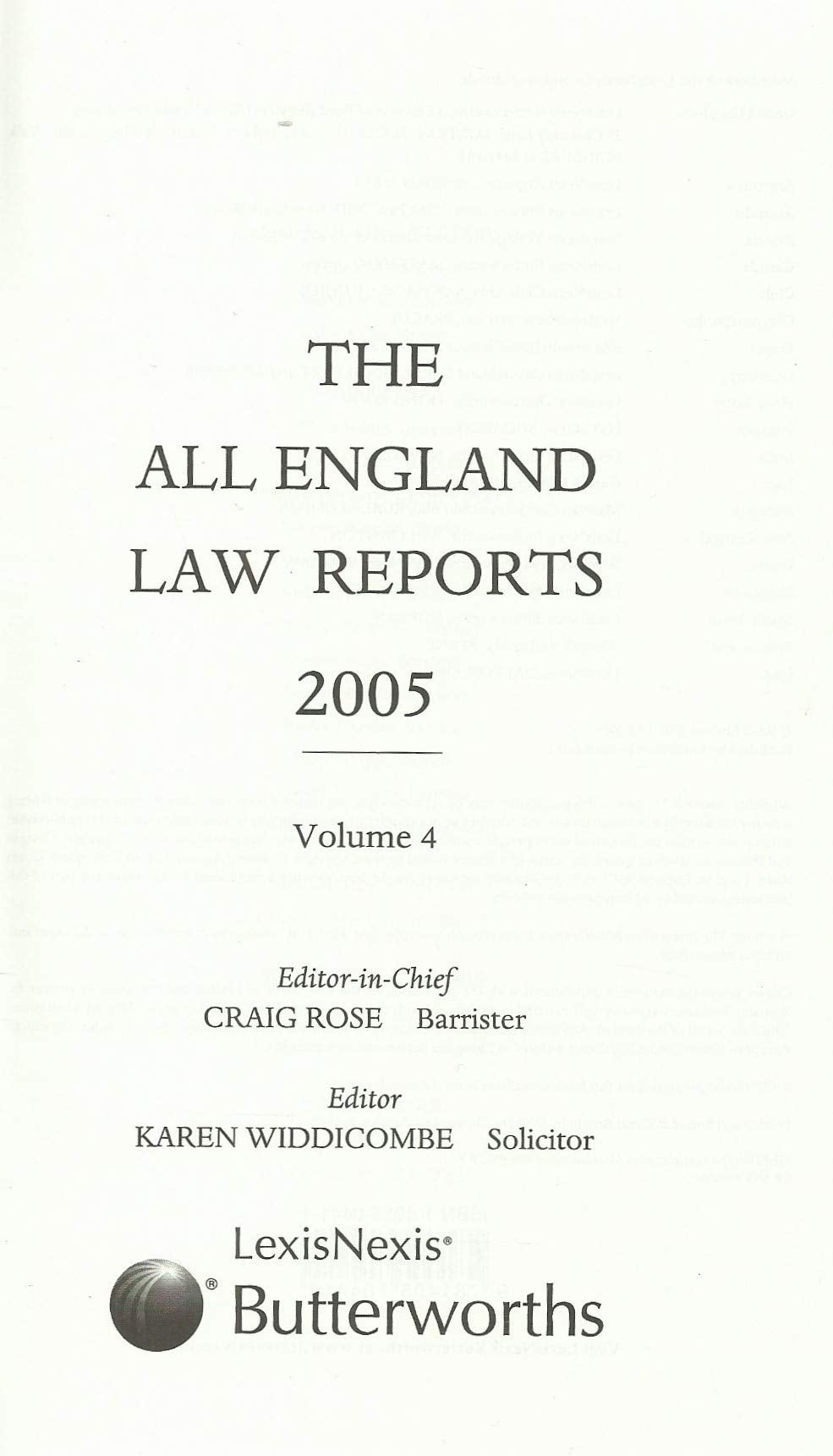 The All England Law Reports 2005 - Volume 4