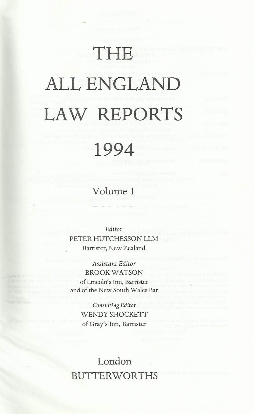 The All England Law Reports 1994, Volume 1