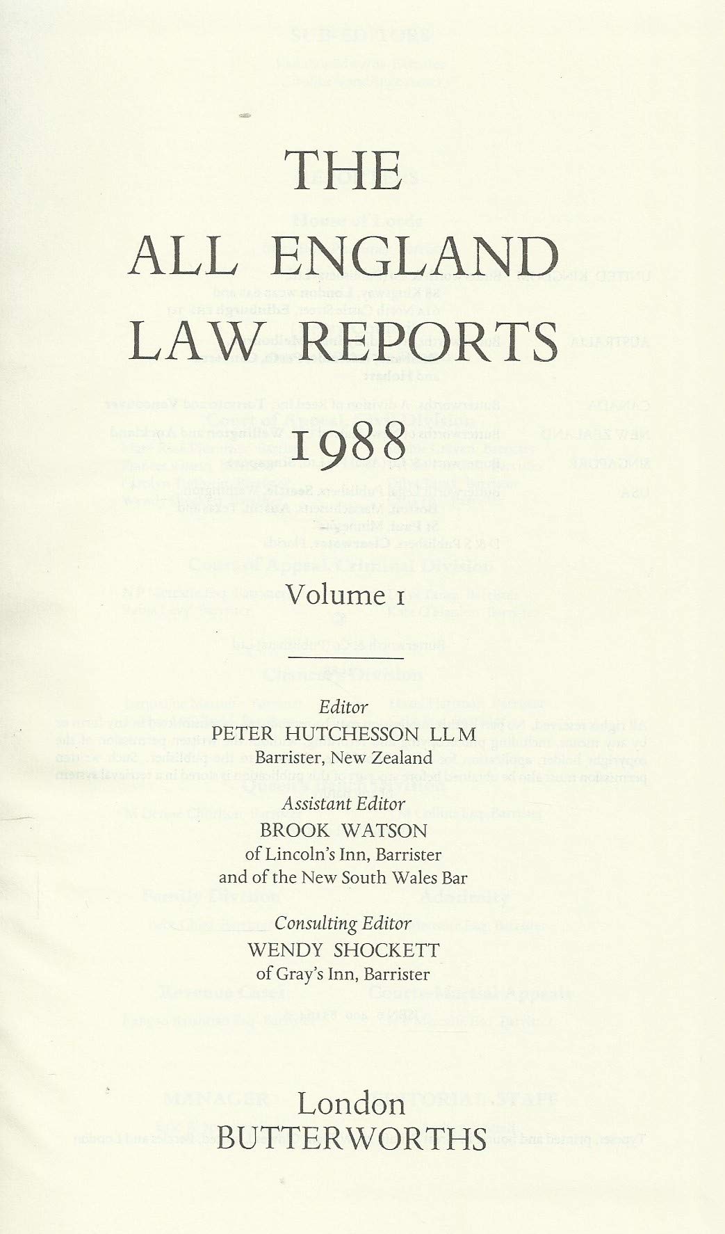 The All England Law Reports 1988 Vol 1