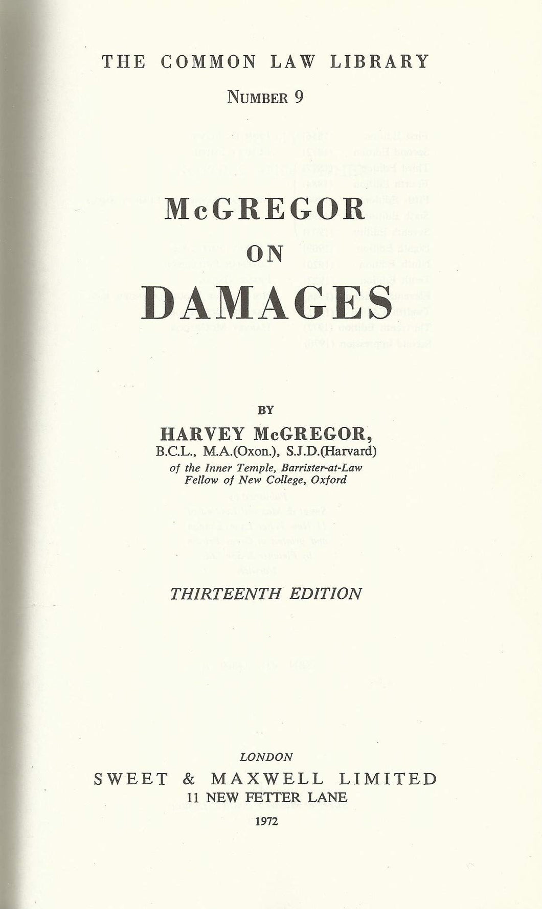 Law of Damages (Common Law Library S.)